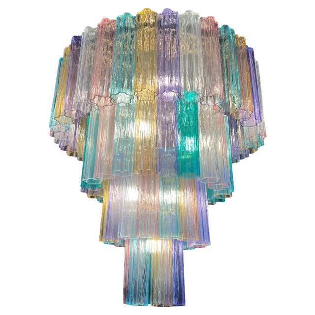 Large Multicolor Murano Chandelier by Valentina Planta For Sale