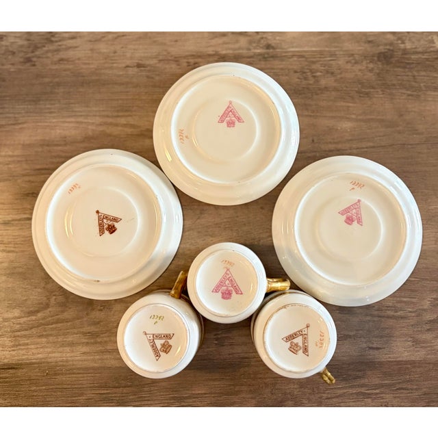 Antique Hand-Gilded 22k Gold Fine Bone China Teacup & Saucer Set of 3 for Adderley's Ltd - 6 pcs For Sale - Image 9 of 10