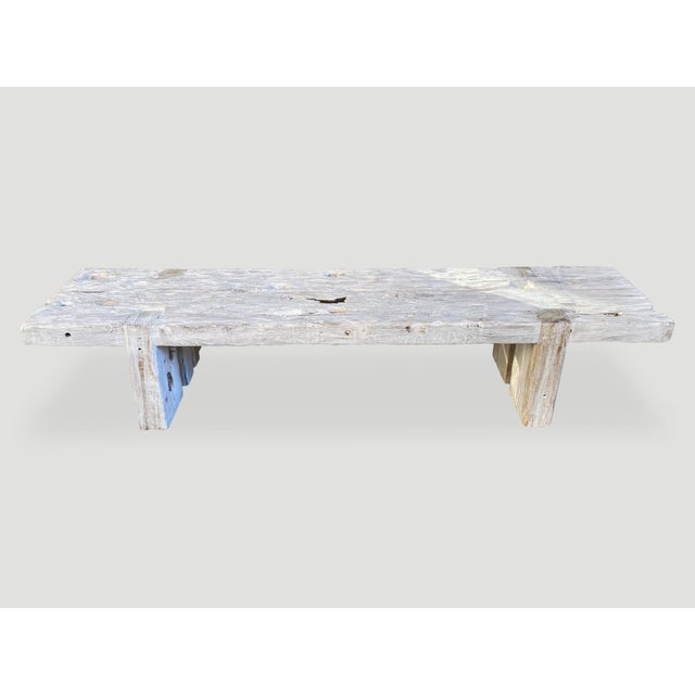 Andrianna Shamaris St. Barts Bleached Teak Wood Bench For Sale - Image 16 of 18
