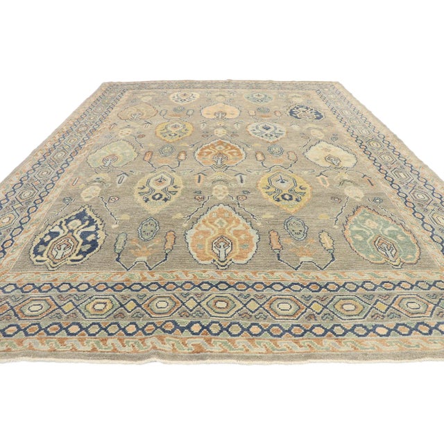 Contemporary Soft Earth-Tone Turkish Oushak Rug, 09'04 X 12'02 For Sale - Image 3 of 9