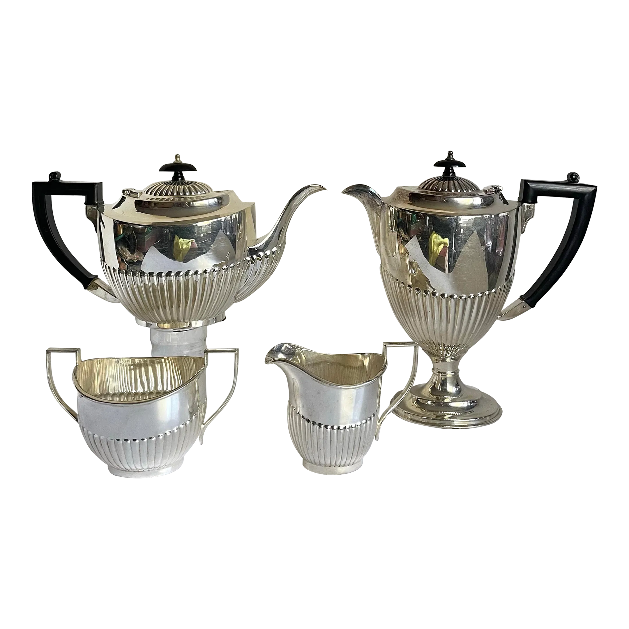 1920's Art Deco English Elkington & Co. Silver Plated Tea Service