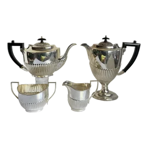 1920's Art Deco English Elkington & Co. Silver Plated Tea Service Set