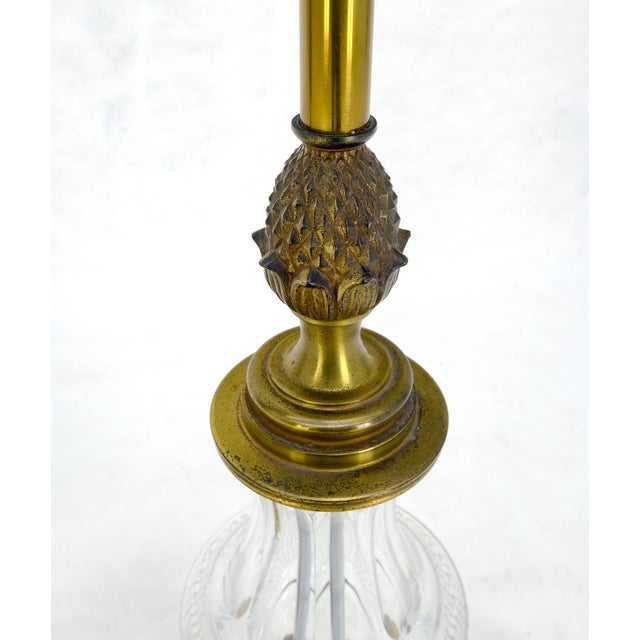 Pair of Cut Crystal & Brass Vase Shape Table Lamps c1970s For Sale - Image 14 of 17