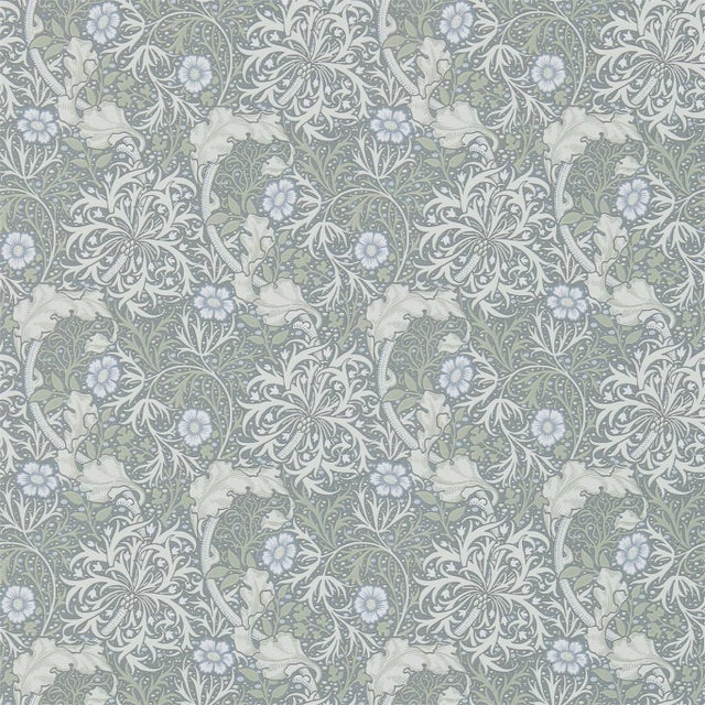 Morris & Co Morris Seaweed Wallpaper in Silver/Ecru - a Sample For Sale