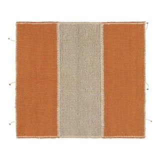 Rug & Kilim’s Contemporary Square Kilim in Beige and Orange Stripes For Sale