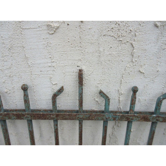 Antique Victorian Teal Iron Garden Fence Element For Sale In Philadelphia - Image 6 of 7