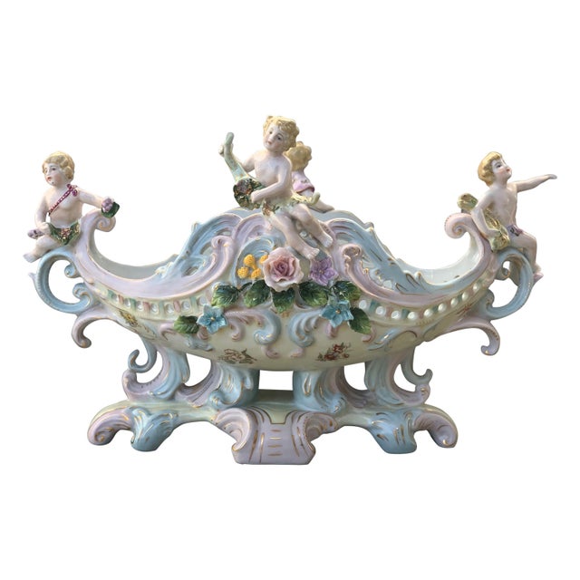 Late 19th Century Rococó Porcelain Figural Cherub Jardinière or Centerpiece Bowl by Meissen For Sale - Image 15 of 18
