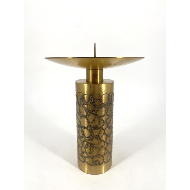 Mid-Century Patterned Brass Candleholder, Germany For Sale - Image 11 of 11