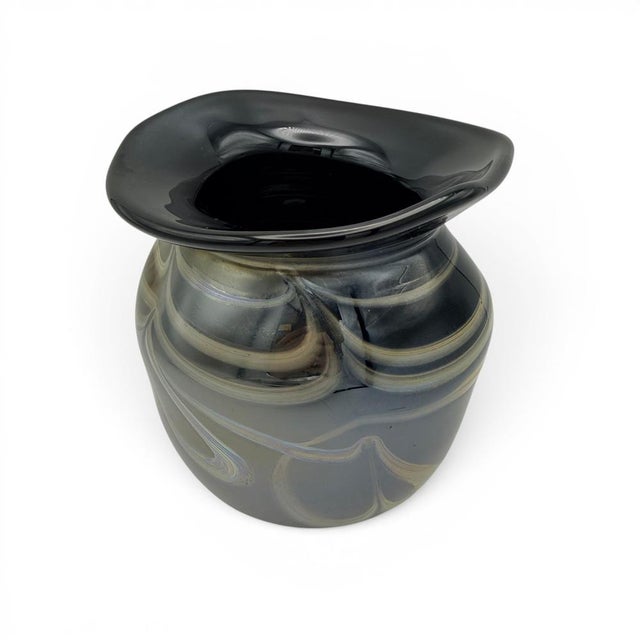 Vintage Vase in Smoked Glass Iris Glass, 1984 For Sale - Image 4 of 10