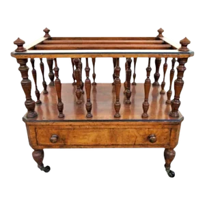 Mid 19th Century Vintage English Walnut Victorian Magazine Rack