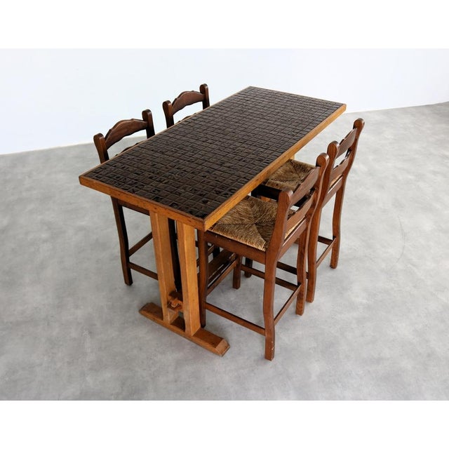 Vintage Bar Table with Stools, 1950s, Set of 5, in Good conditions. Designed 1950 to 1959