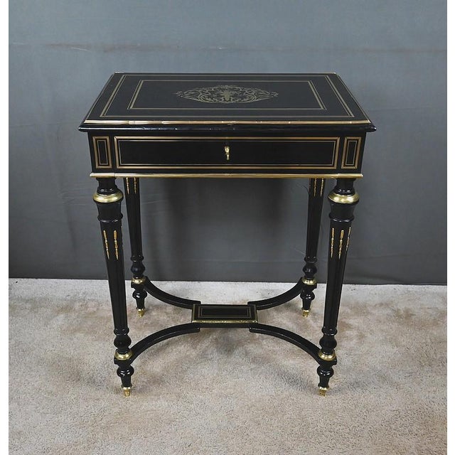 Late 19th Century Napoleon III Blackened Wood Worktable For Sale - Image 13 of 18