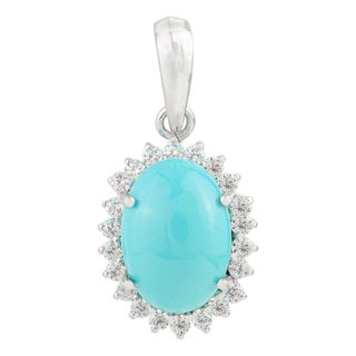 Bohemian Turquoise & Cluster Cubic Zircon Pendant For Sale