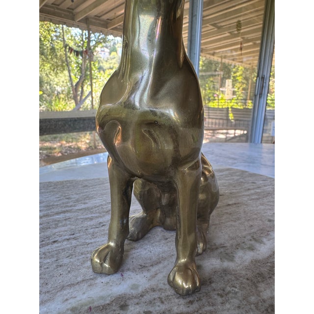 Midcentury Solid Brass Sitting Dog Statue For Sale - Image 10 of 11