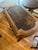 American Victorian Eastlake-style walnut sewing table or writing desk. The table has a barrel shaped drawer underneath for...
