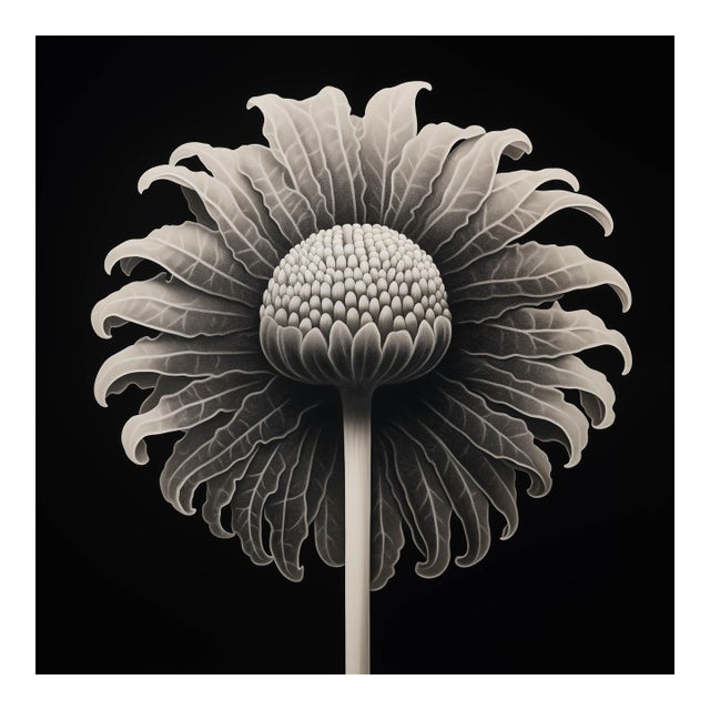 Cotula Turbinata (Mayweed Flower) No. 3 — Black and White Vintage Botanical Photography Print For Sale