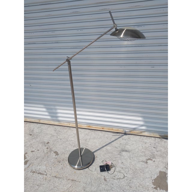 Late 20th Century Modern Brushed Nickel Adjustable Floor Lamp For Sale In Houston - Image 6 of 6