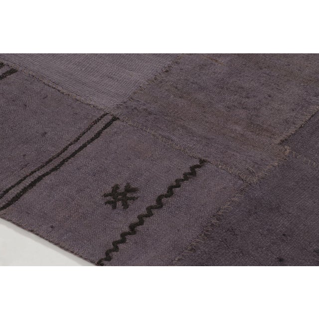 Vintage Turkish Patchwork Rug in Black and Purple With Subtle Geometry - Rug & Kilim For Sale In New York - Image 6 of 10