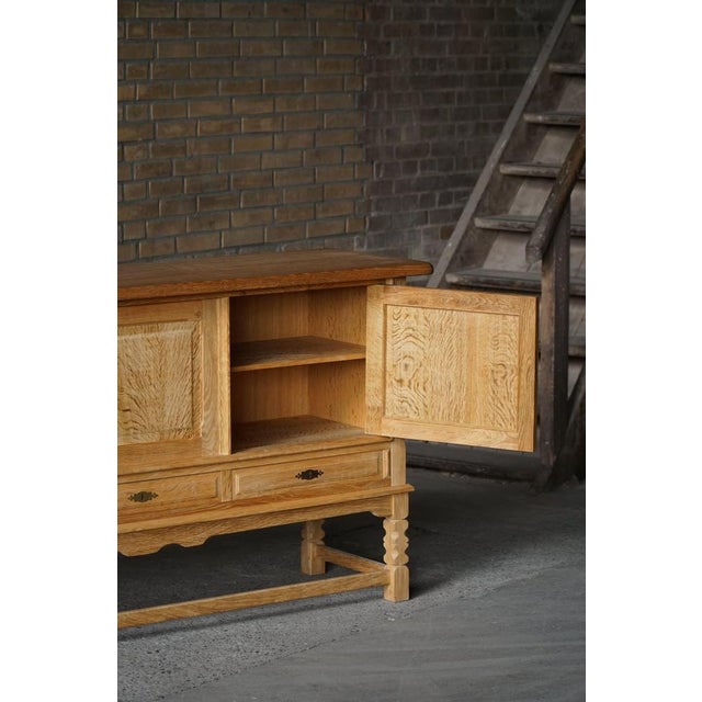 Brown Mid-Century Danish Brutalist Sideboard in Oak attributed to Henning Kjærnulf, 1960s For Sale - Image 8 of 11