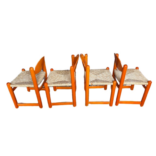 Wood Vintage 1970s Italian Hank Loewenstein "Padova" Beechwood & Rush Stacking Dining Chairs - Set of 4 For Sale - Image 7 of 14