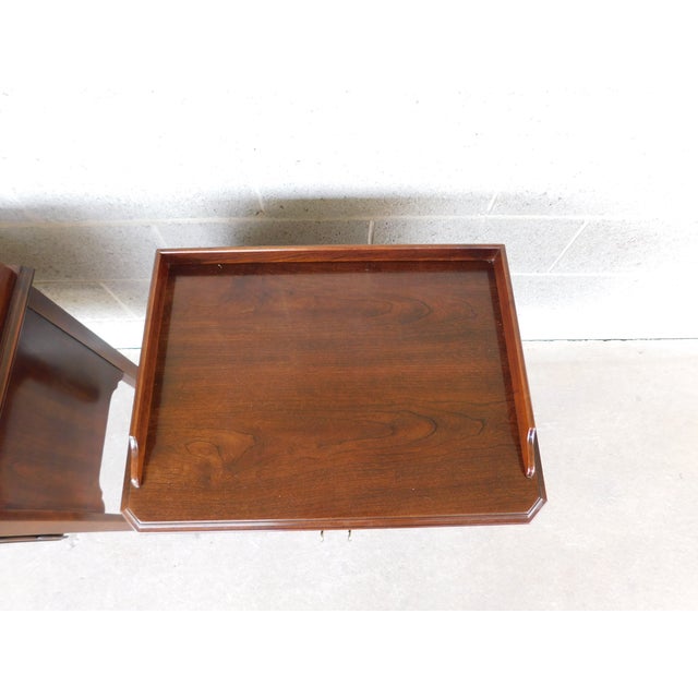 Drexel Furniture Vintage Cherry Georgian Style Nightstands - A Pair For Sale - Image 9 of 16