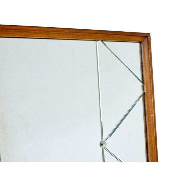 Large Mid-Century Scandinavian Teak Framed Harlequin Wall Mirror, 1960 For Sale - Image 4 of 6
