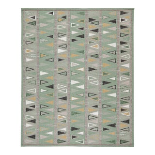 Swedish Geometric Rug by Celerie Kemble for Chairish in Sage, 5'x7' For Sale