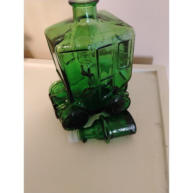 Glass 1960s Italian Emerald Green Glass Car Decanter For Sale - Image 7 of 8