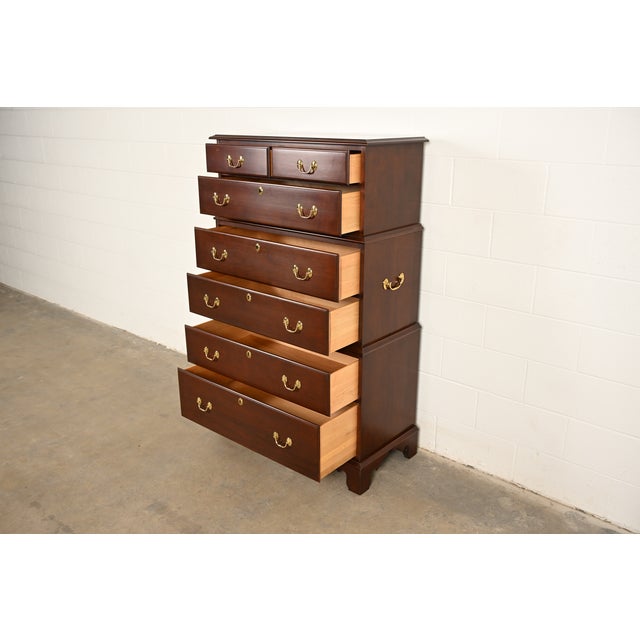 Harden Furniture Georgian Solid Mahogany Triple Chest-on-Chest Highboy Dresser For Sale In South Bend - Image 6 of 17
