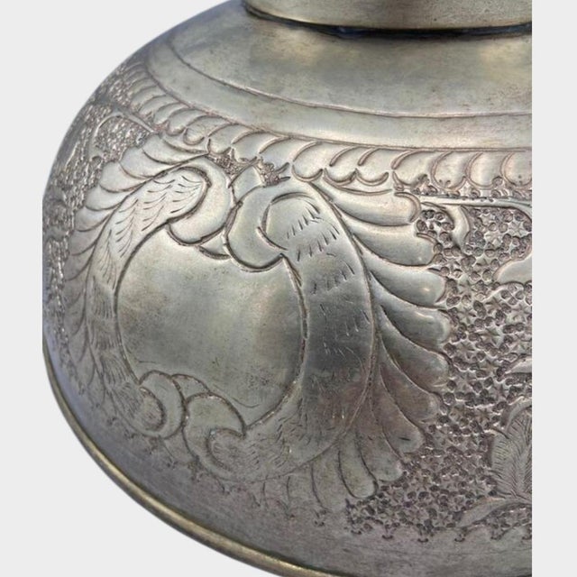 Japanese Silver-Plated Decorative Bowl on Foot, 1870s For Sale - Image 6 of 16