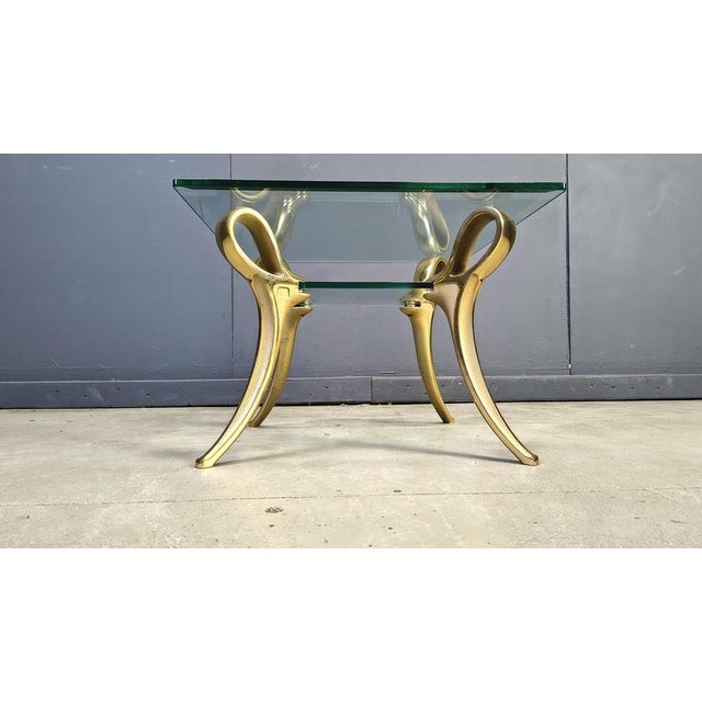 Gold Brass and Glass Coffee Table, 1970s For Sale - Image 8 of 13