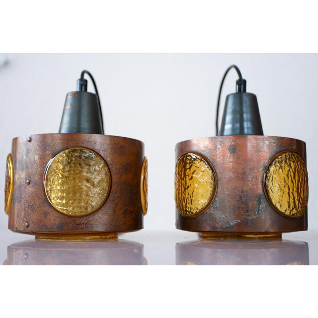 Brutalist Copper and Glass Pendant Lamps by Nanny Still for Raak Amsterdam, 1960s, Set of 2 For Sale - Image 13 of 15