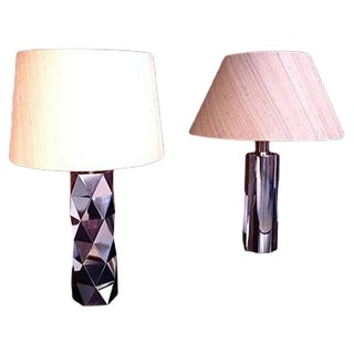 Italian Sculptural Chromed Metal Table Lamps, 1960s, Set of 2 For Sale