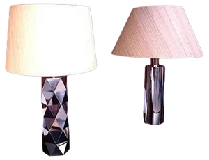 Italian Sculptural Chromed Metal Table Lamps, 1960s, Set of 2