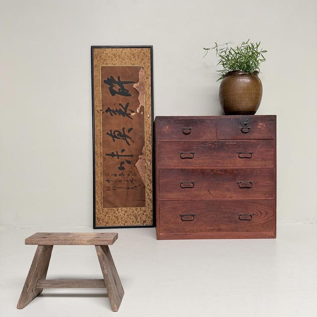Authentic Japanese Tansu Storage Chest with 5 Drawers, 1900s For Sale - Image 11 of 13