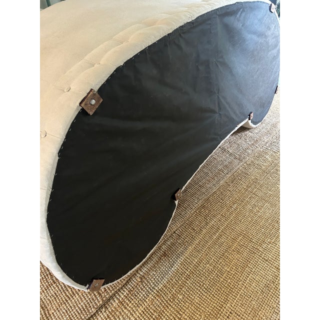 Cream Vintage Reupholstered Tufted Kidney Sofa For Sale - Image 8 of 11