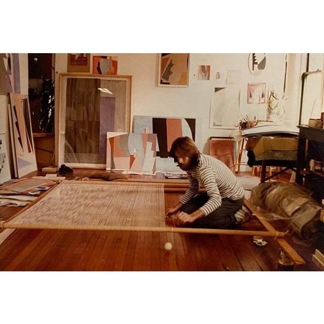 Vintage Hand Loomed Geometric Rug by Gerald Johnson For Sale - Image 6 of 7