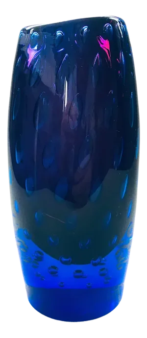 Modern Hand Blown Art Glass Bullicante Vase in Blue and Purple