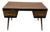 Vintage Mid-Century Modern Walnut Veneer 2-Drawer Desk With Black Trim For Sale