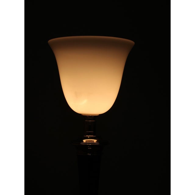 French Art Deco Table Lamp in Black Wood and Silver Metal from Mazda, 1920s For Sale - Image 4 of 16
