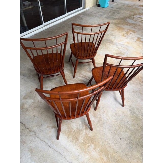 Coastal Vintage Nichols and Stone Birdcage Windsor Chairs - Set of 4 For Sale - Image 3 of 7
