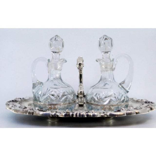 Silver Cruet with Silver Structure and Glass Cruets, Set of 3 For Sale - Image 8 of 9