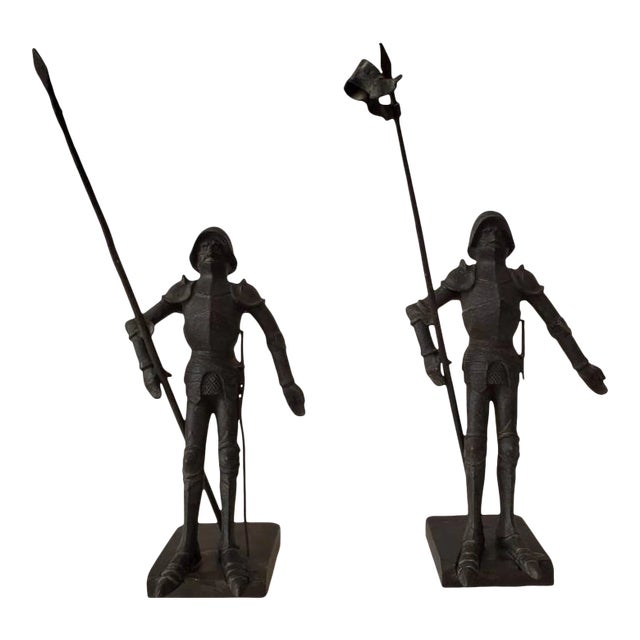 Antique European Medieval Knight Iron Figures - a Pair For Sale
