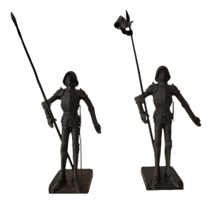 Antique European Medieval Knight Iron Figures - a Pair