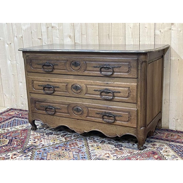 Brown 18th Century Louis XV Walnut Chest of Drawers with Grey Top For Sale - Image 8 of 18