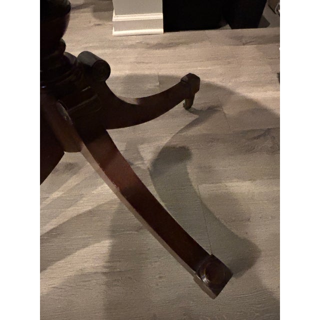Rare Mid-Century Georgian Style Leather Top Mahogany Drum Table For Sale In New York - Image 6 of 10