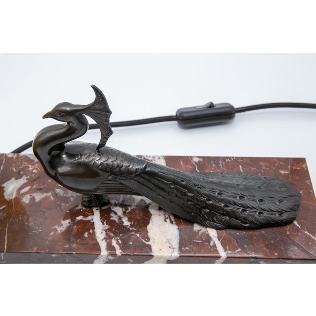 Stone Art Deco Table Lamp with Marble Base, 1930 For Sale - Image 7 of 9
