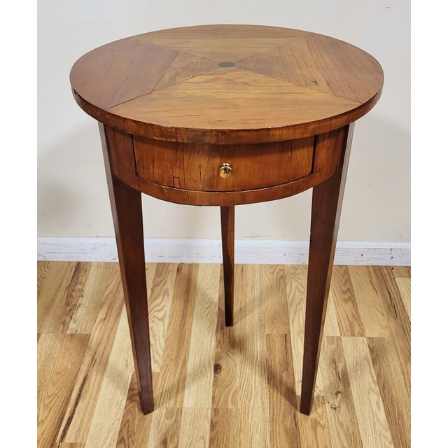 Antique German / Austrian 19th C Inlaid Biedermeier Tripod Round Side End Table For Sale - Image 4 of 11