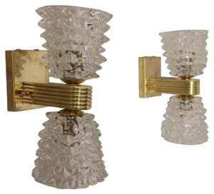 Sconces in Rostrato Murano Glass by Barovier, 1990s, Set of 2