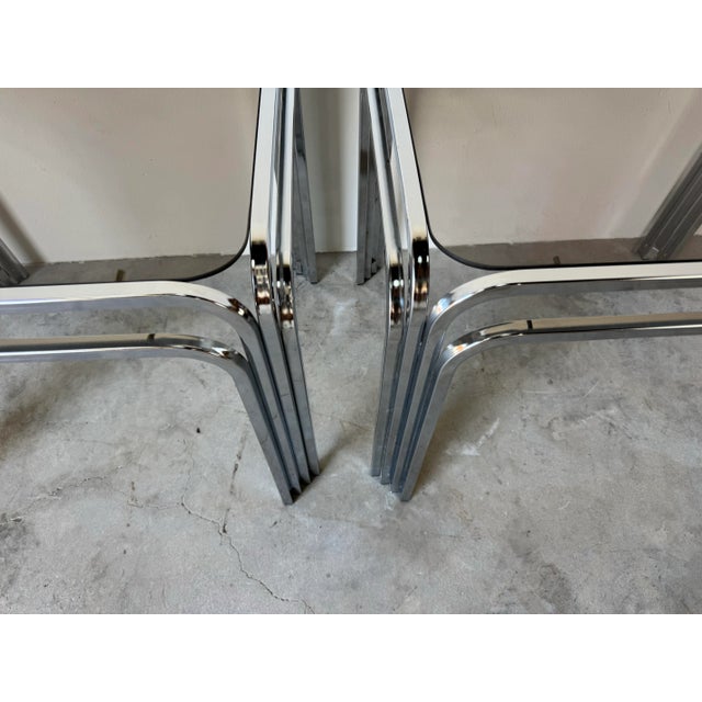 1970s 1970s Mid-Century Modern Chrome and Smoked Glass Side Tables – Set of 2/ Sold For Sale - Image 5 of 12